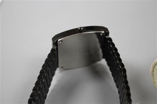 A gentlemans tungsten steel Rado Diastar Jubile quartz wrist watch.